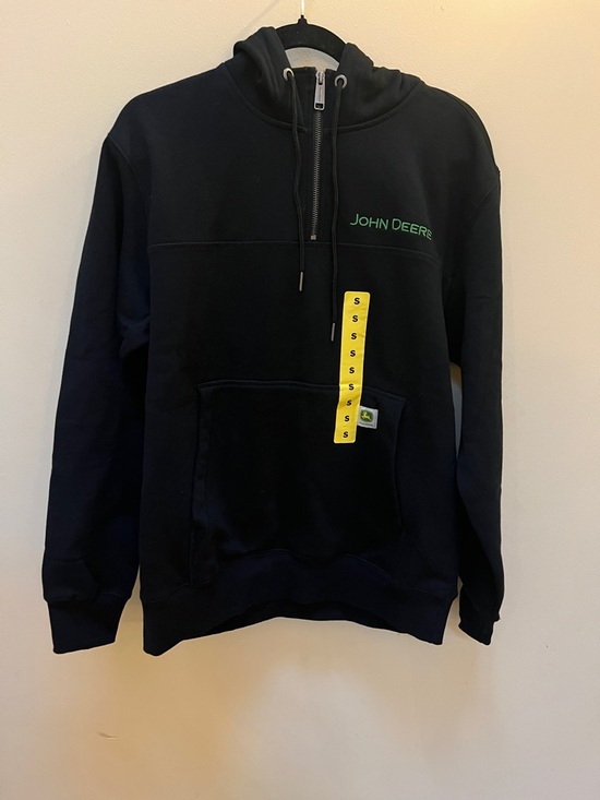 John Deere Other - John Deere Black Hoodie with Green Logo and Yellow Tag, Adult S NWT